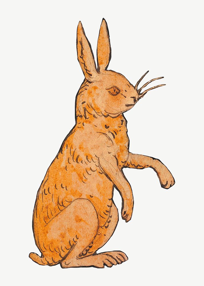 Brown rabbit, vintage animal illustration by P. C. Skovgaard psd. Remixed by rawpixel.