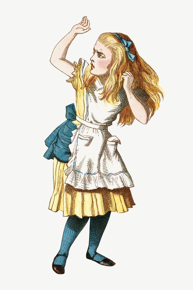 Little blonde girl, vintage cartoon illustration by John Tenniel psd. Remixed by rawpixel.