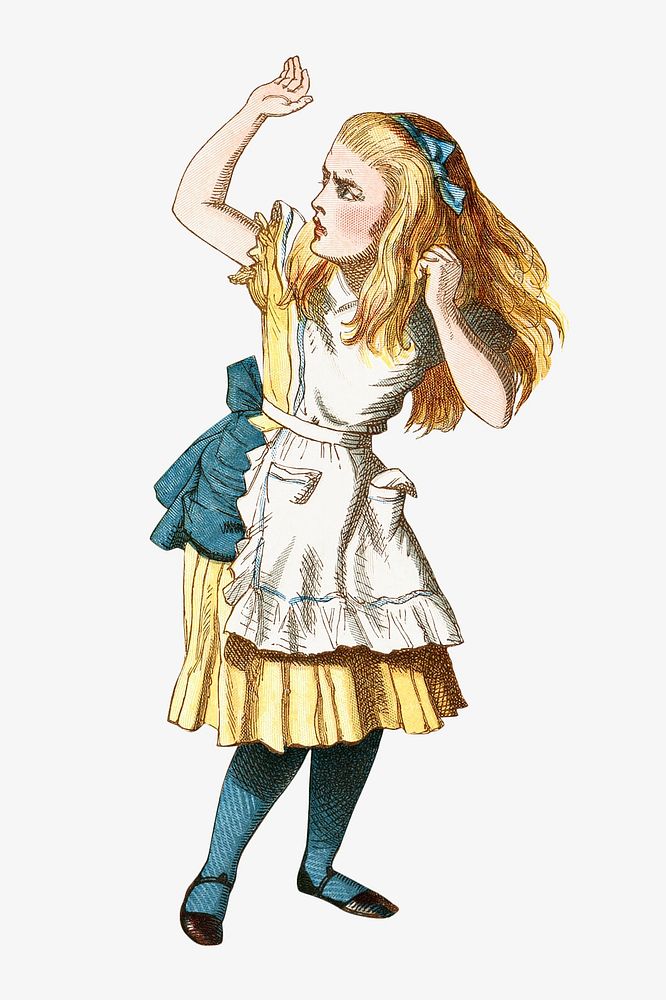 Little blonde girl, vintage cartoon illustration by John Tenniel. Remixed by rawpixel.