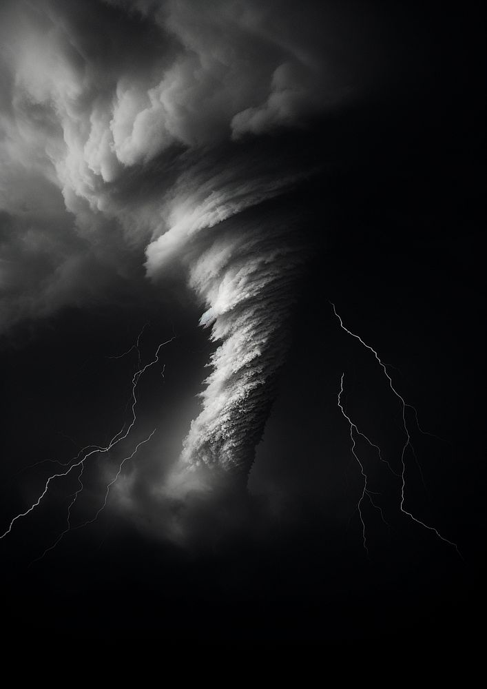 A tornado thunderstorm lightning nature. 