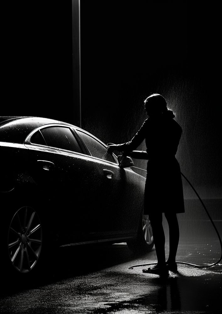 A woman washing a car vehicle motion wheel. AI generated Image by rawpixel.