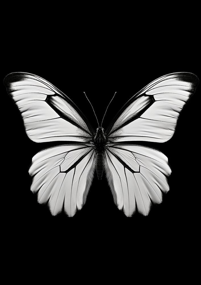 A butterfly animal white black. 
