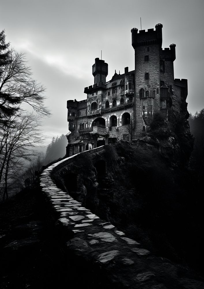 A castle architecture building black. AI generated Image by rawpixel.