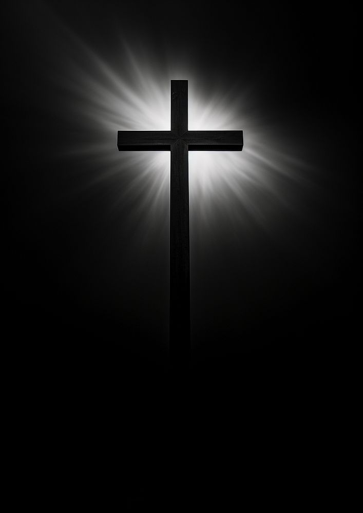 A jesus cross symbol black white. AI generated Image by rawpixel.