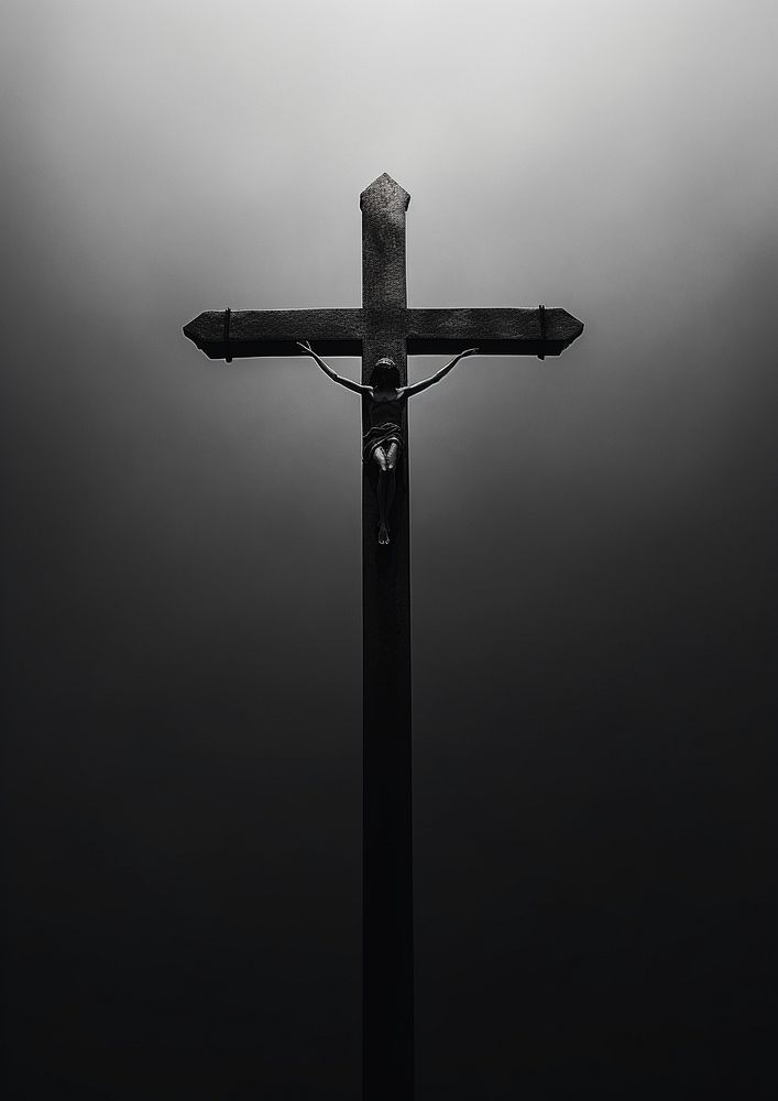 A jesus cross symbol black white. AI generated Image by rawpixel.