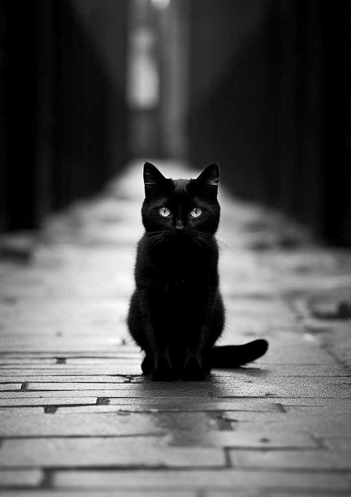 A lot of black cat on the street animal mammal white. AI generated Image by rawpixel.