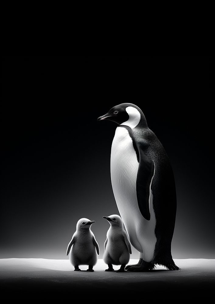 A penguin family animal black white. AI generated Image by rawpixel.