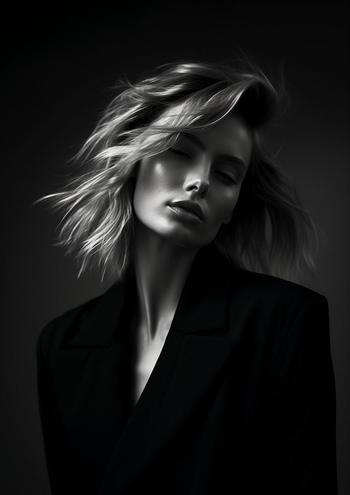 A portrait of a fashion woman photography black white. 