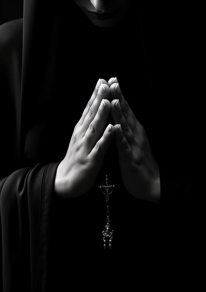 A praying hand 5cdu finger black. AI generated Image by rawpixel.