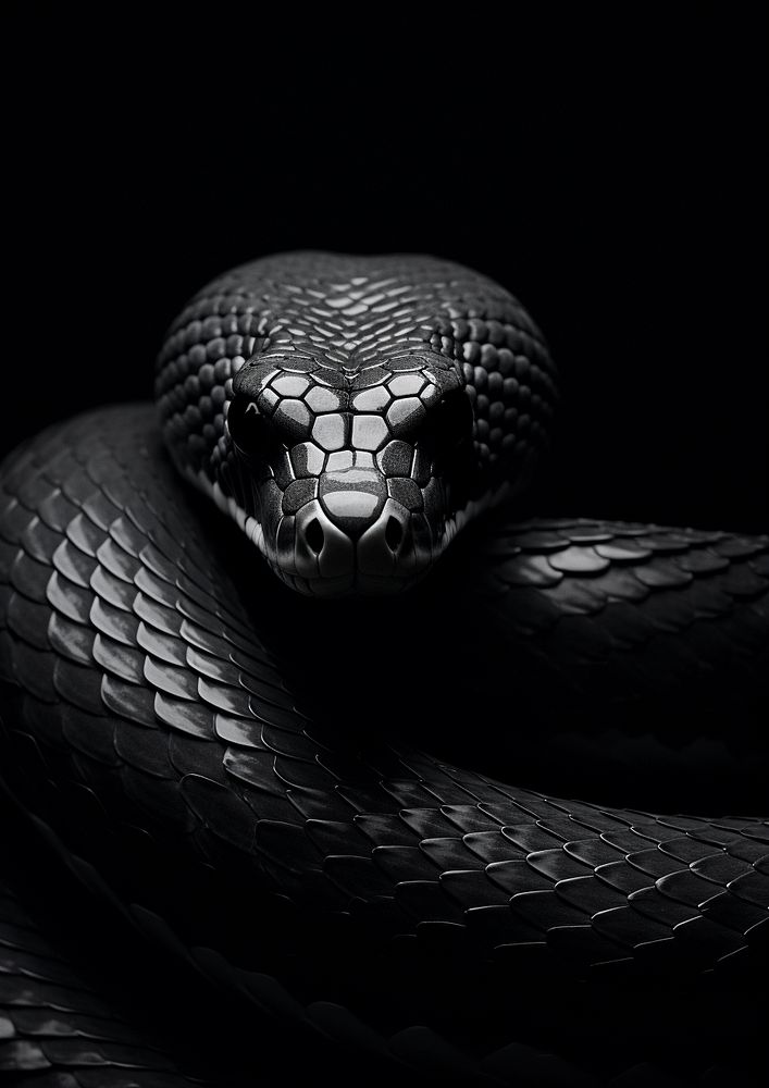 A snake black reptile animal. 