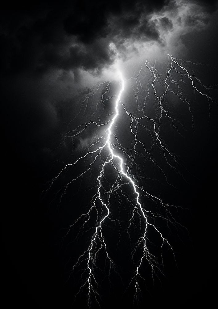 Lightning on the twoer thunderstorm nature motion. AI generated Image by rawpixel.