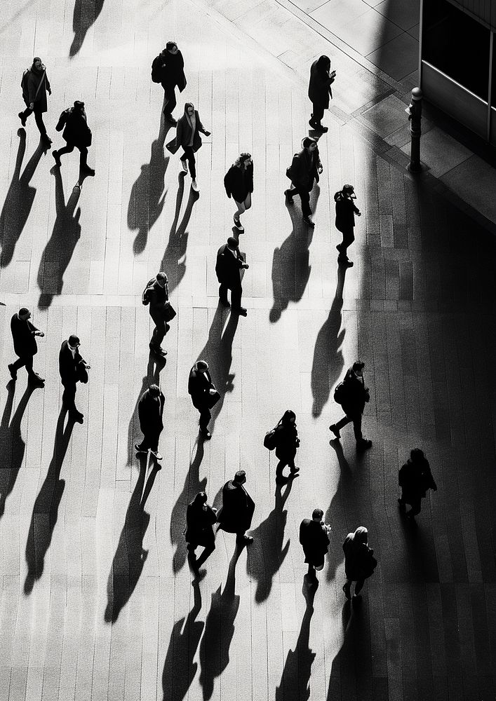 People walking across the street rushing to work silhouette motion black. AI generated Image by rawpixel.
