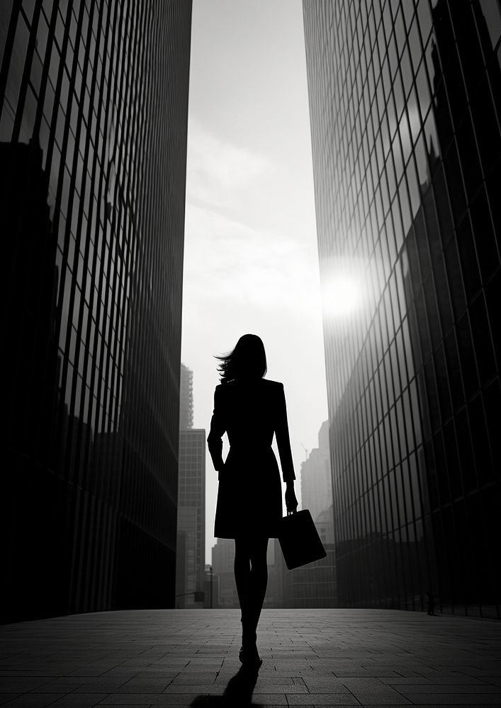 Working woman in the city silhouette motion adult. AI generated Image by rawpixel.