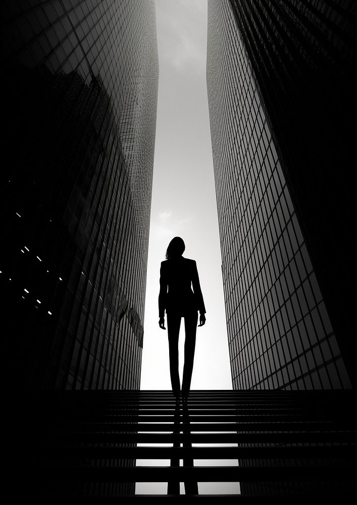 Working woman in the city architecture photography silhouette. AI generated Image by rawpixel.