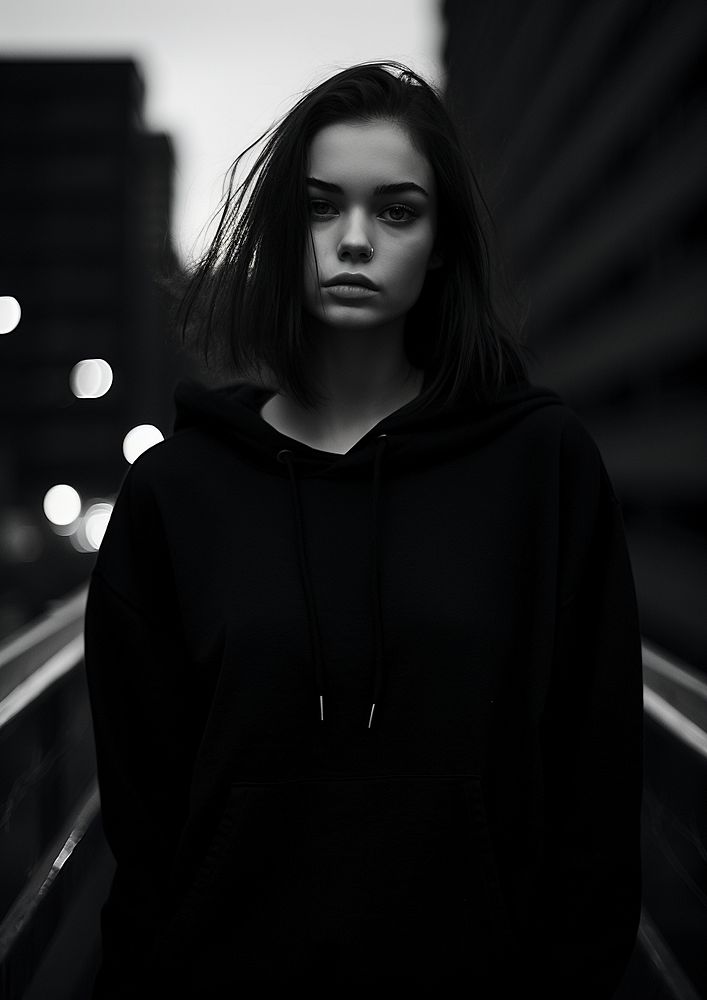 Teenage woman fashion shoot in the city photography sweatshirt portrait. AI generated Image by rawpixel.