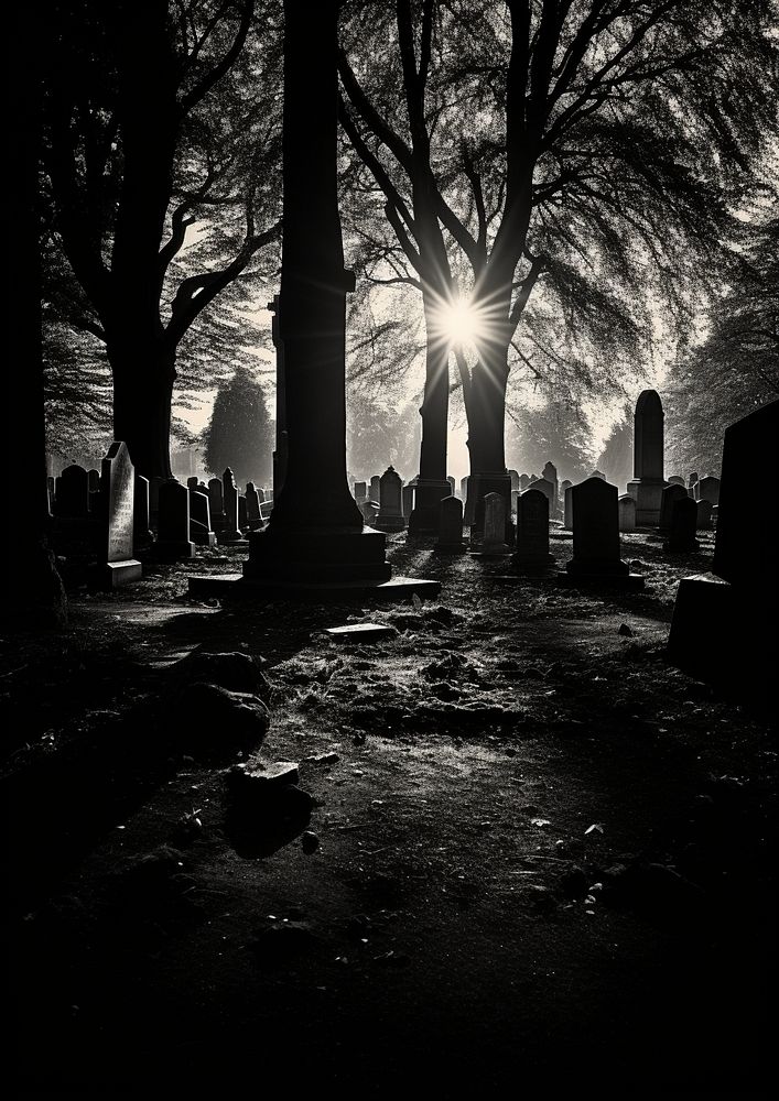 The graveyard tombstone cemetery outdoors. AI generated Image by rawpixel.