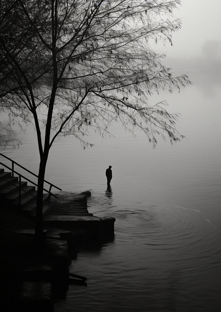 The river silhouette outdoors nature. 