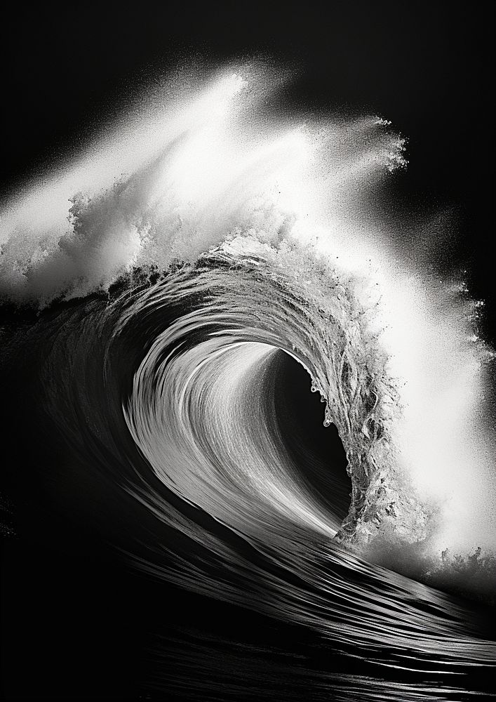 Tsunami in the sea nature motion ocean. AI generated Image by rawpixel.
