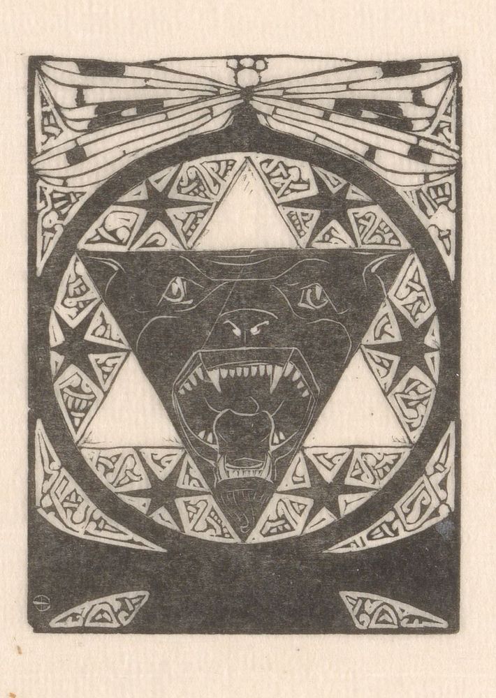 Theosofisch embleem met brullende hondenkop (1895) by Mathieu Lauweriks