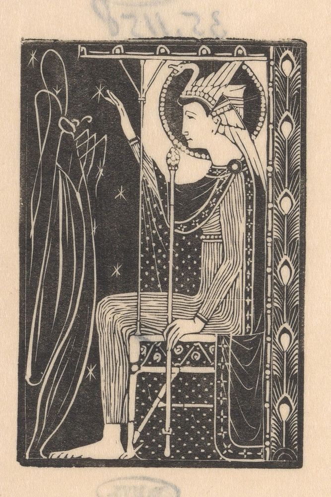Figuur op troon en sprinkhaan (1935) by Mathieu Lauweriks