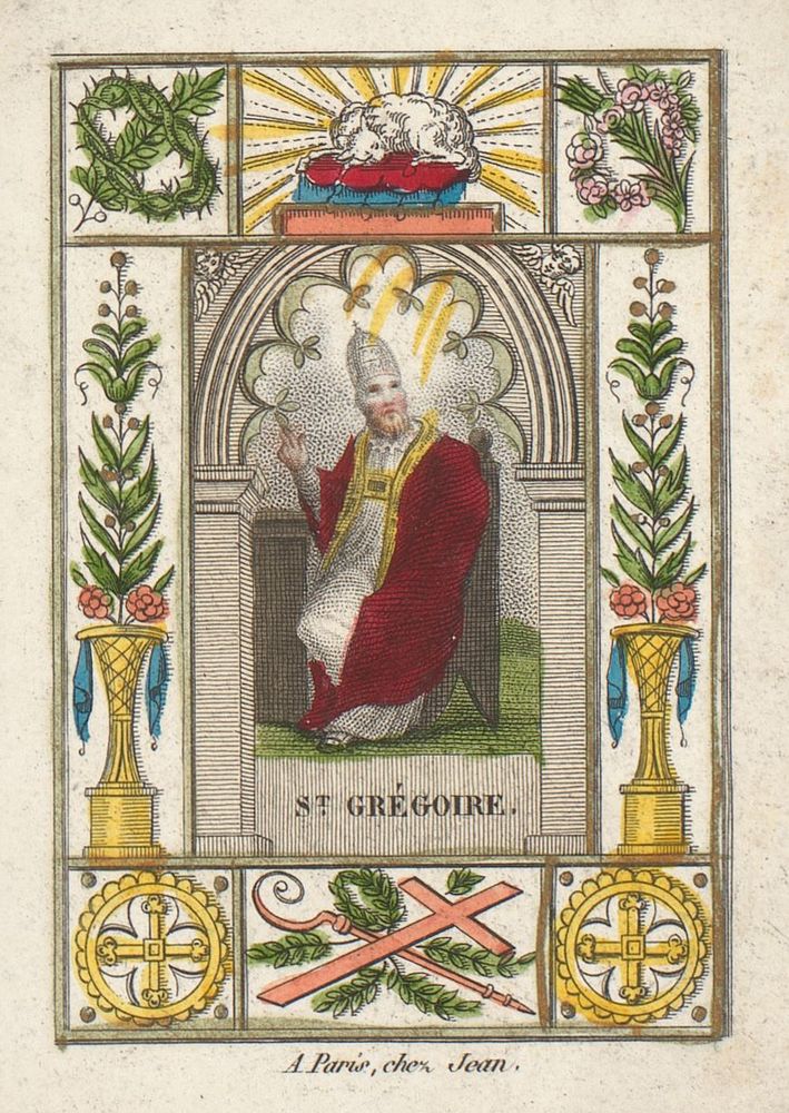 Bidprent met paus Gregorius I (c. 1830) by anonymous and Jean