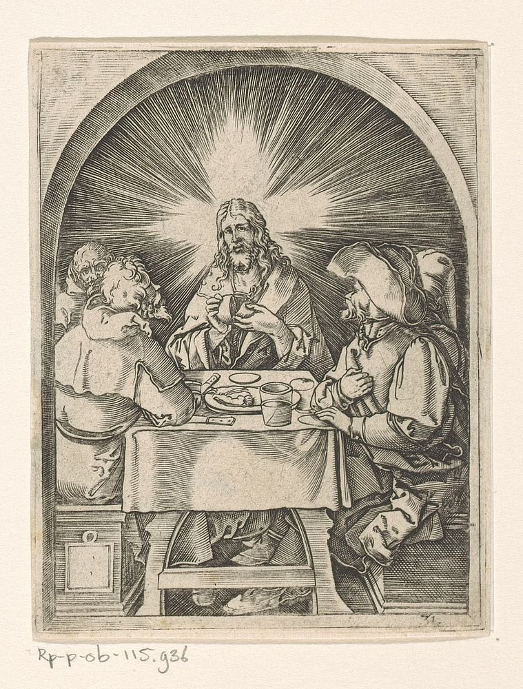 Maaltijd in Emmaüs (1511 - 1534) by Marcantonio Raimondi and Albrecht Dürer