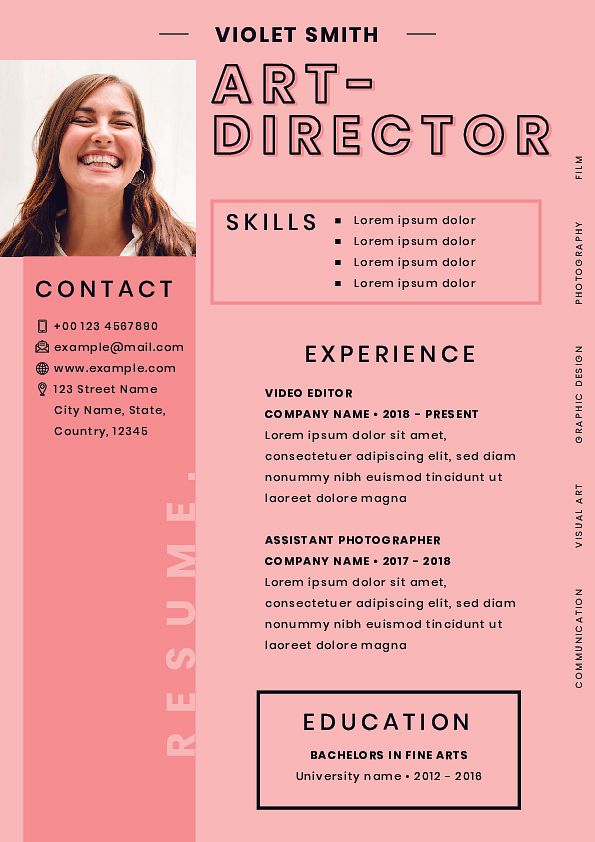 Word resume/CV template free, simple easy to edit professional creative curriculum vitae in pink tone