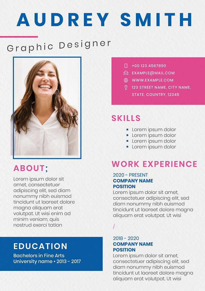 Word resume/CV template, free professional editable curriculum vitae for job application 