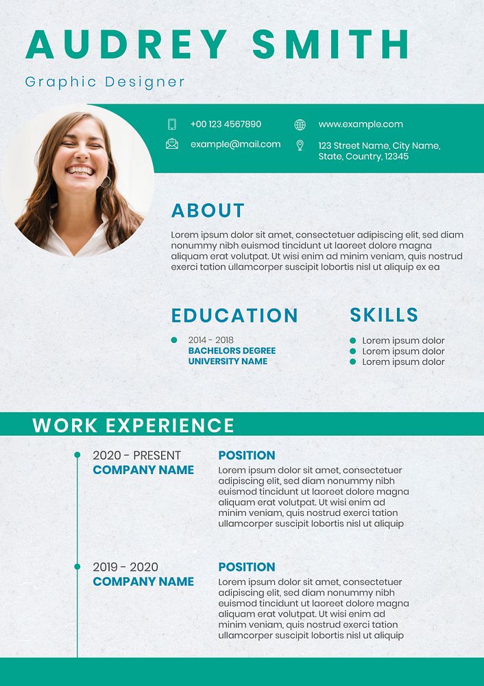 CV/Resume word document, free template for professional designers