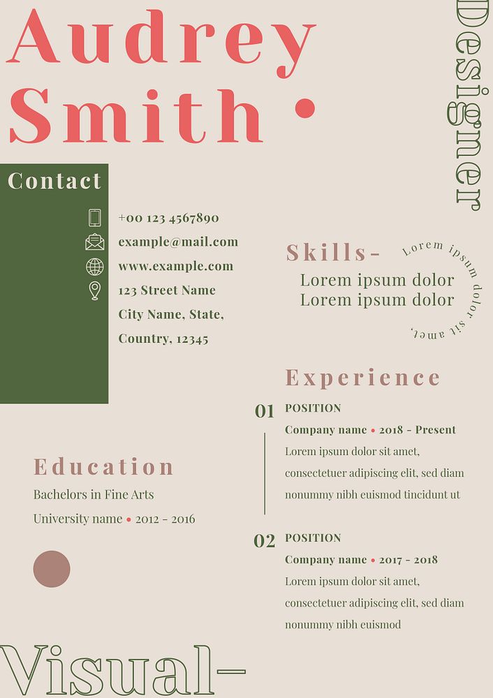 Word resume/CV template free, simple easy to edit professional creative curriculum vitae