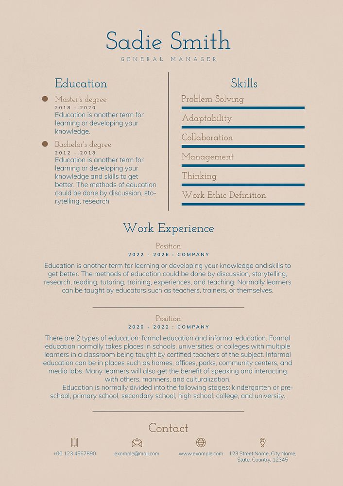 CV/Resume template Word Document free design for professionals and new entry