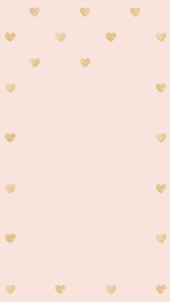 Gold heart phone wallpaper, Valentine&rsquo;s day frame background