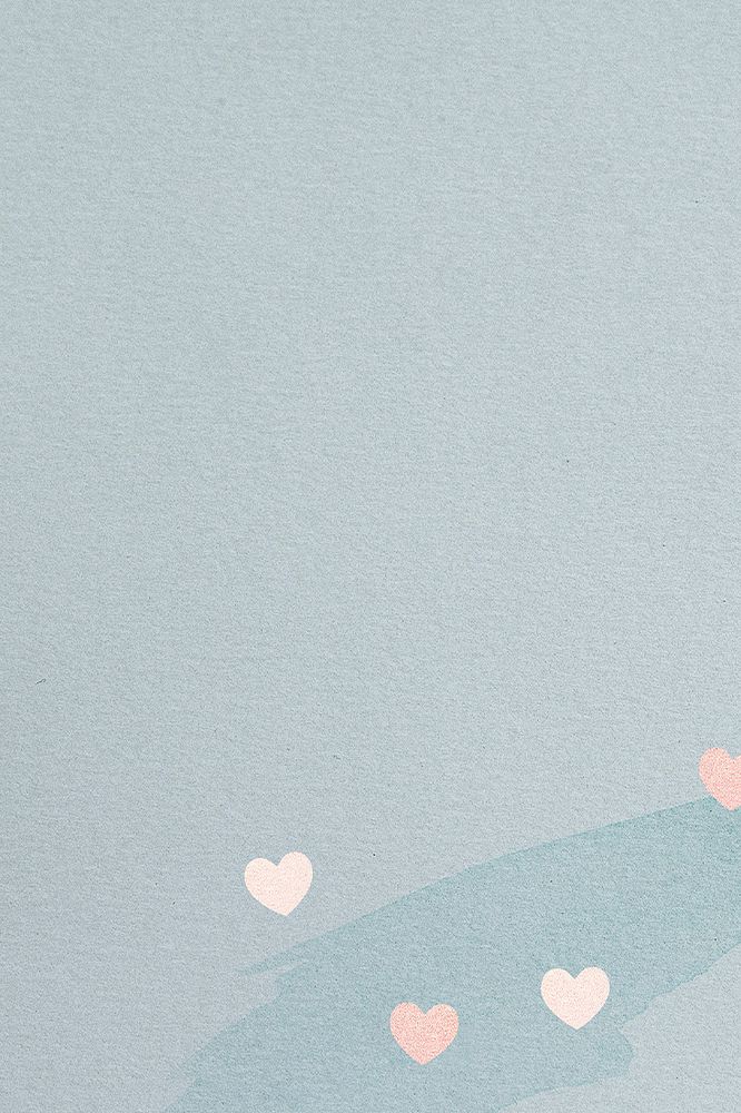 Blue background, pink heart design
