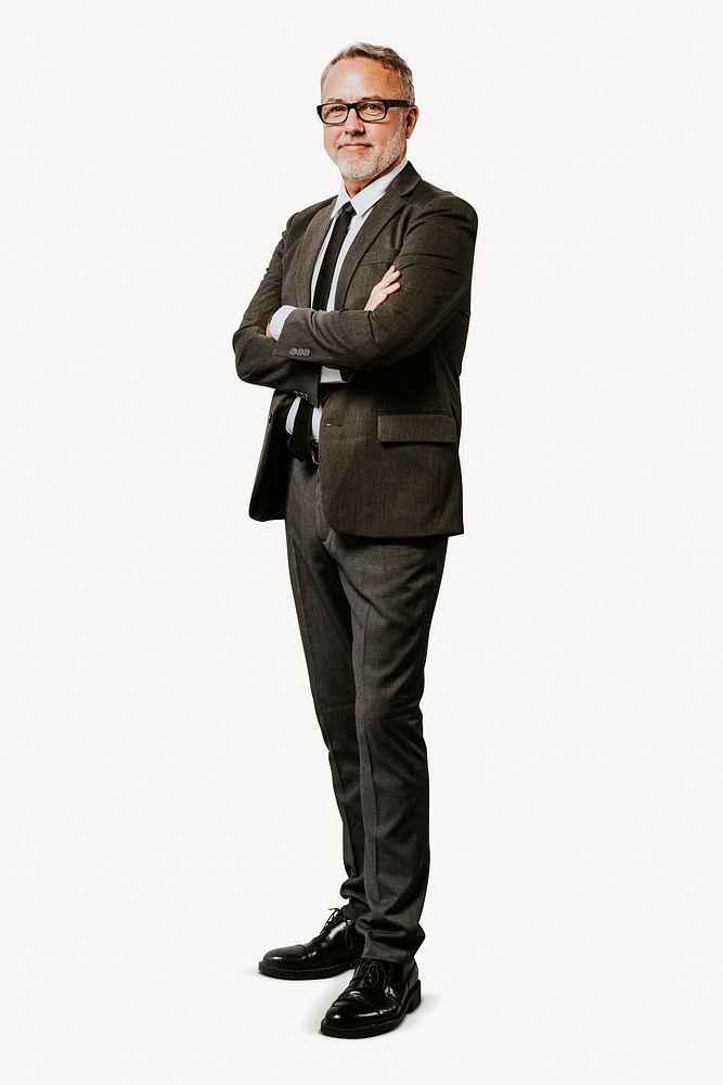 Successful business man crossing arms, full body photo