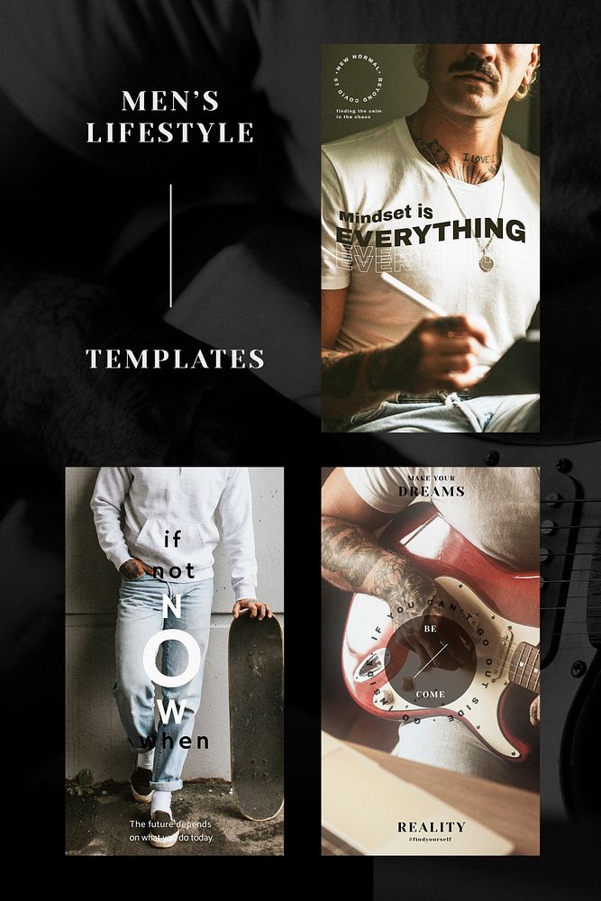 Men&rsquo;s lifestyle social media post template psd set