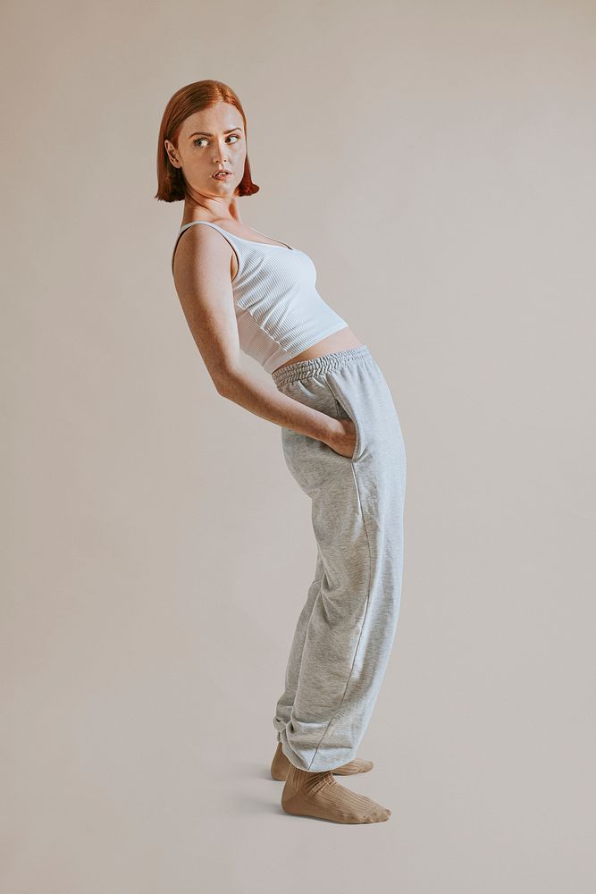 Woman's sleepwear apparel mockup, editable tank top and pants psd