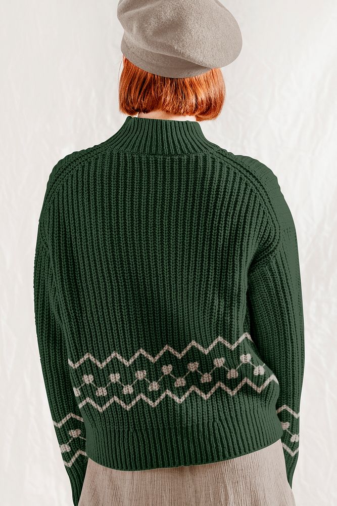 Sweater mockup, rear view, women's autumn fashion design psd