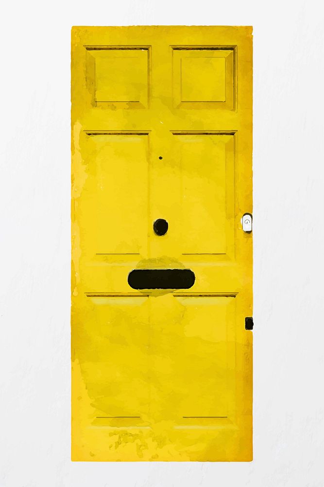 Yellow panel door clipart, modern house entrance vector