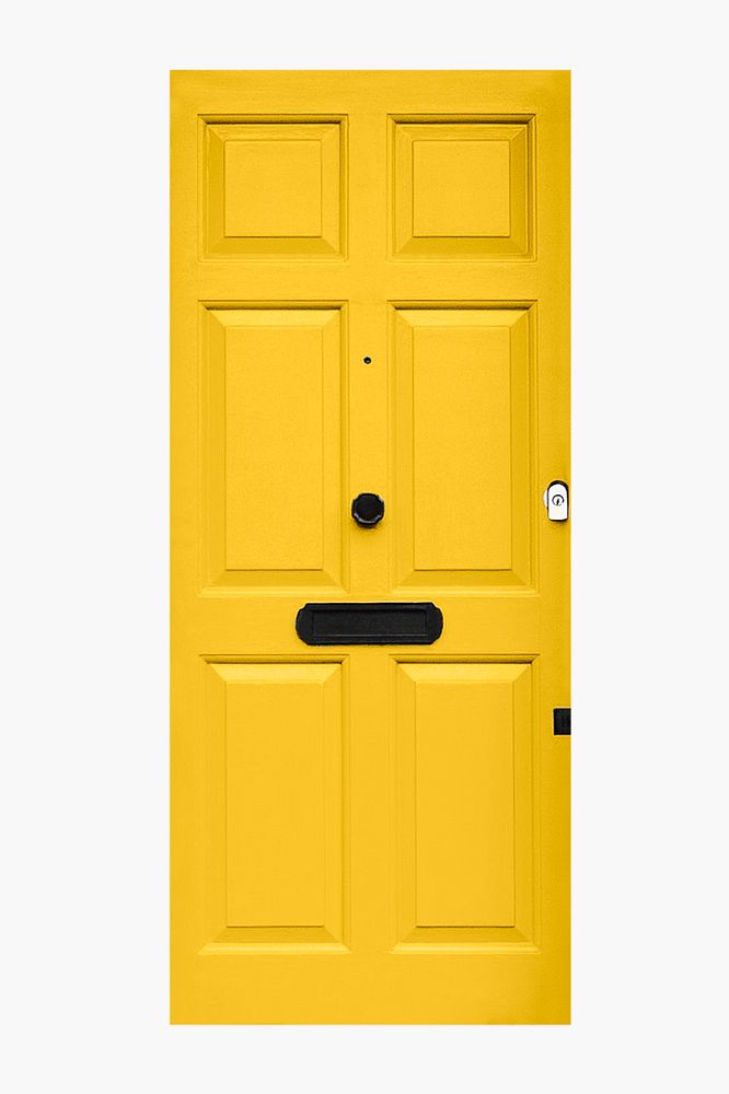 Yellow panel door clipart, modern house entrance psd