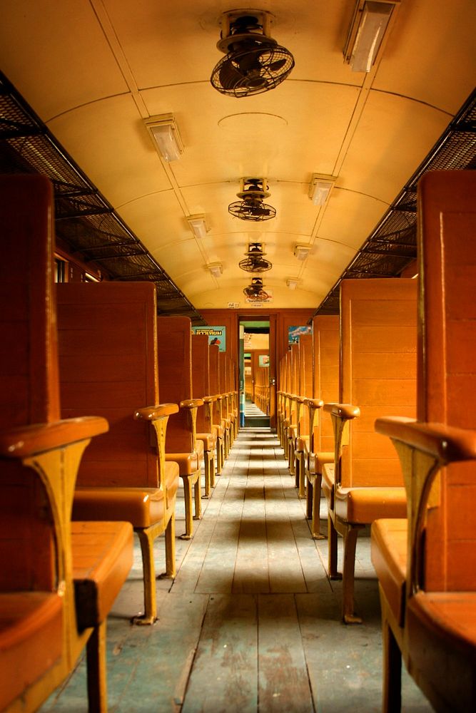 Free interior of a vintage train car public domain CC0 photo.