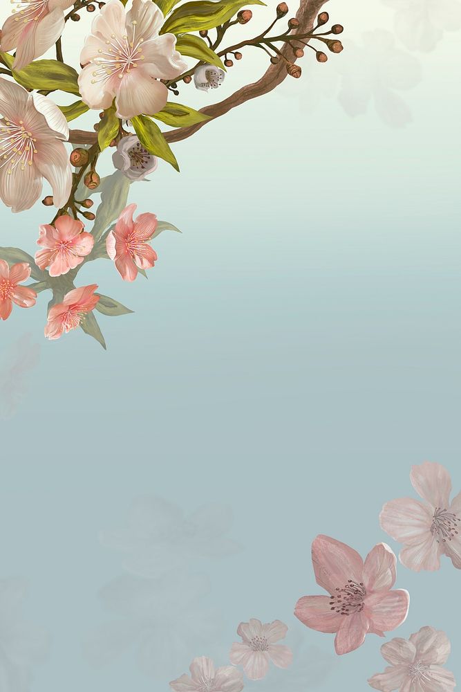 Traditional Sakura background, aesthetic flower border