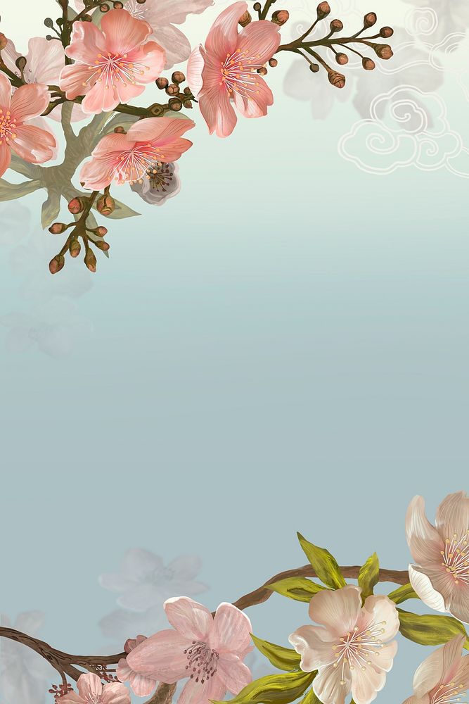 Aesthetic flower border background, Japanese Sakura