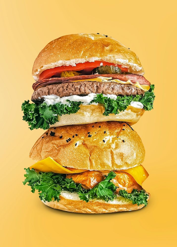 Hamburgers sticker, food photography psd