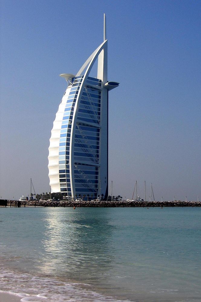 United Arab Emirates The Burj-al-Arab Hotel in Dubai. Original public domain image from Flickr