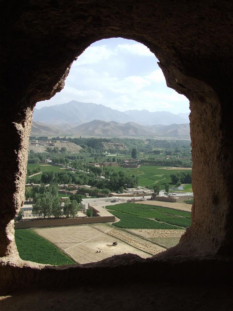 The World Factbook - AfghanistanView of surrounding farmlands from within the caves at the "Large Buddha" in Bamyan. The…