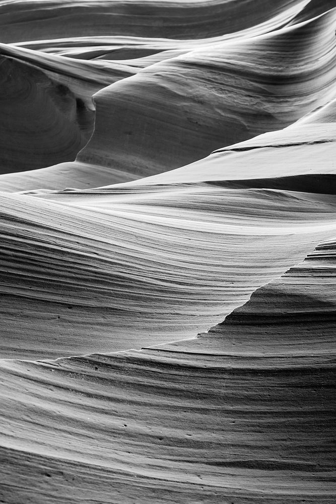 Antelope Canyon texture background in black and white design