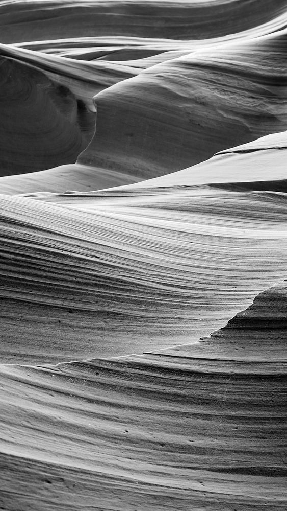 Antelope Canyon phone wallpaper, black and white high definition background