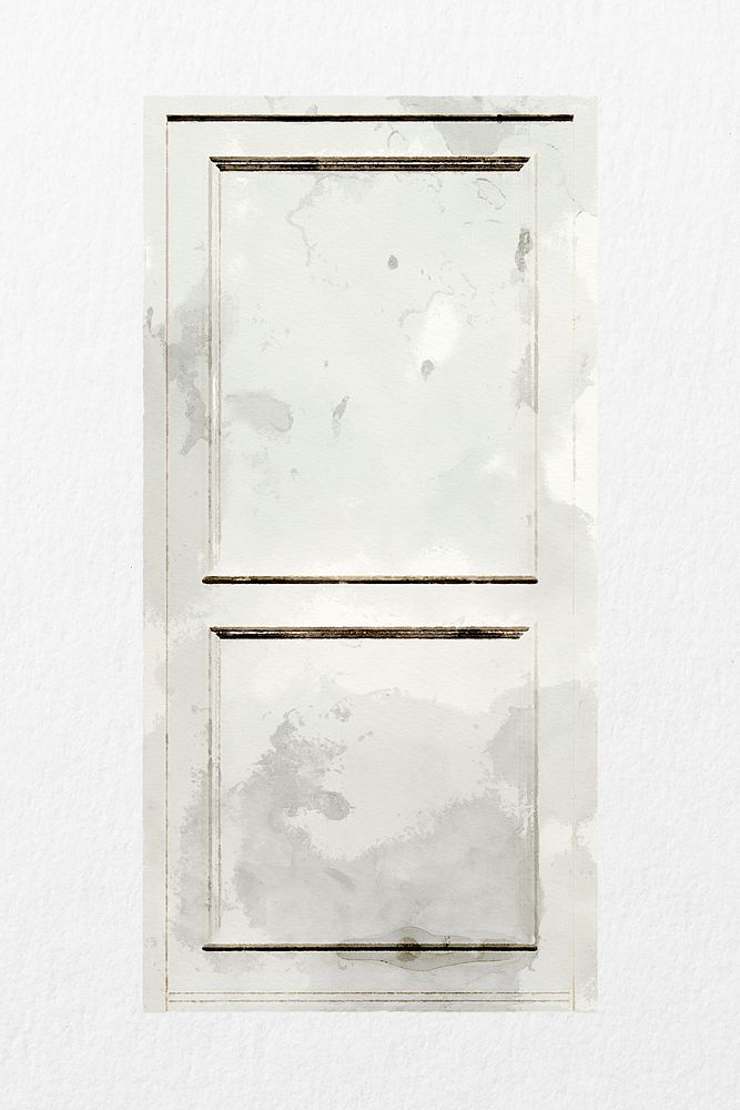 Panel door clipart, watercolor architecture illustration