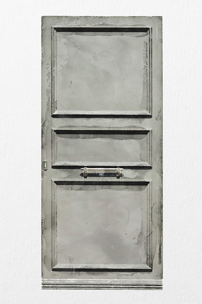 Watercolor door clipart, modern house entrance illustration