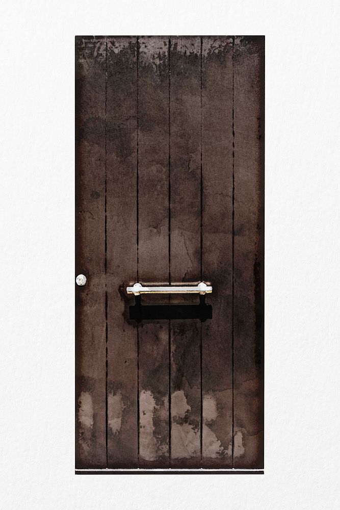 Brown watercolor door clipart, architecture illustration